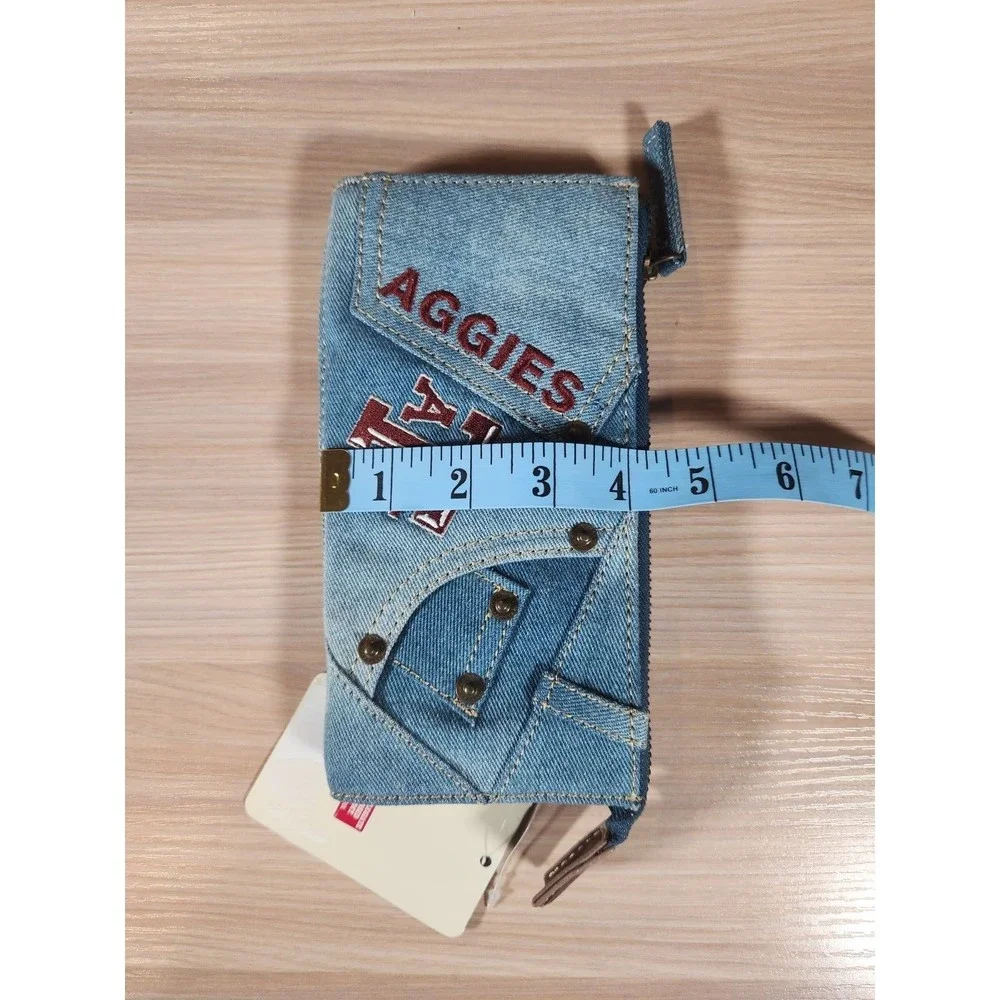 Texas‎ A&M University Aggies Sandol Jean Denim Wallet Pocket Zips Card Slots